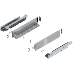 16" Legrabox Drawer System M Height, 3-9/16", 125lb Capacity Full-Extension with BLUMOTION, Stainless Steel