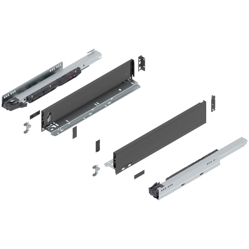 18" Legrabox Drawer System M Height, 3-9/16", 125lb Capacity Full-Extension with BLUMOTION, Orion Gray