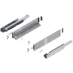 18" Legrabox Drawer System M Height, 3-9/16", 125lb Capacity Full-Extension with BLUMOTION, Stainless Steel