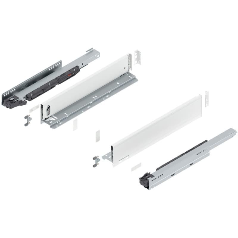18" Legrabox Drawer System M Height, 3-9/16", 125lb Capacity Full-Extension with BLUMOTION, Silk White