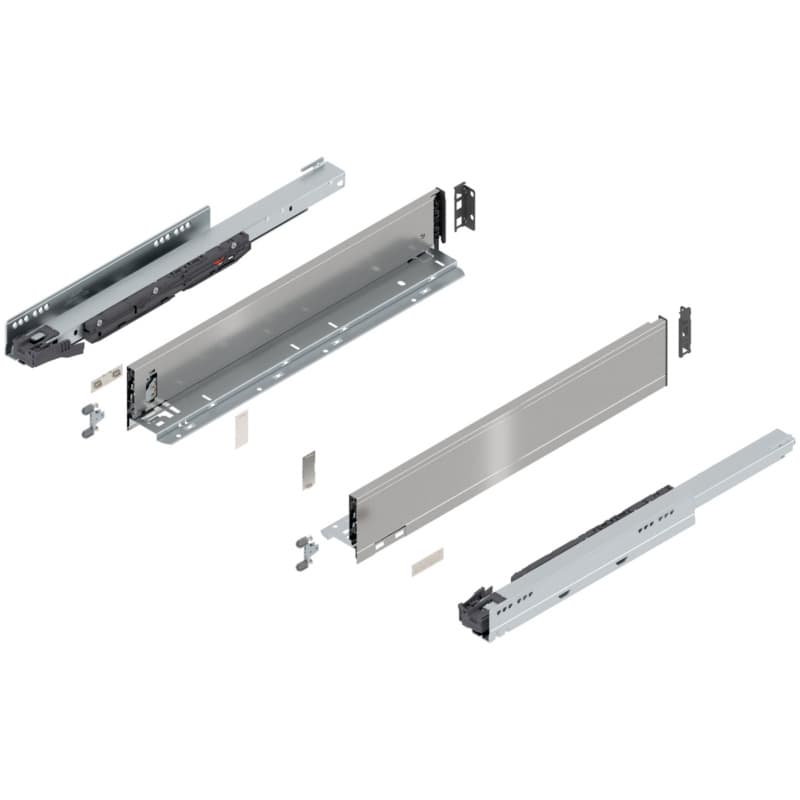 20" Legrabox Drawer System M Height, 3-9/16", 125lb Capacity Full-Extension with BLUMOTION, Stainless Steel