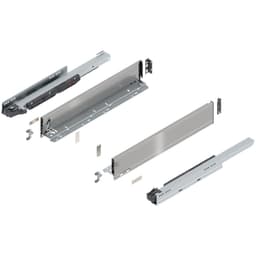 20" Legrabox Drawer System M Height, 3-9/16", 125lb Capacity Full-Extension with BLUMOTION, Stainless Steel