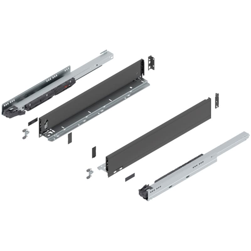 22" Legrabox Drawer System M Height, 3-9/16", 125lb Capacity Full-Extension with BLUMOTION, Orion Gray
