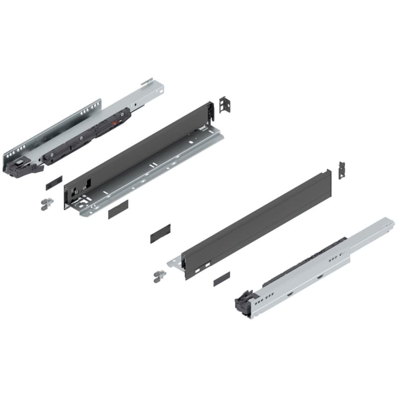 18" Legrabox Drawer System N Height, 2-5/8", 125lb Capacity Full-Extension with BLUMOTION, Orion Gray