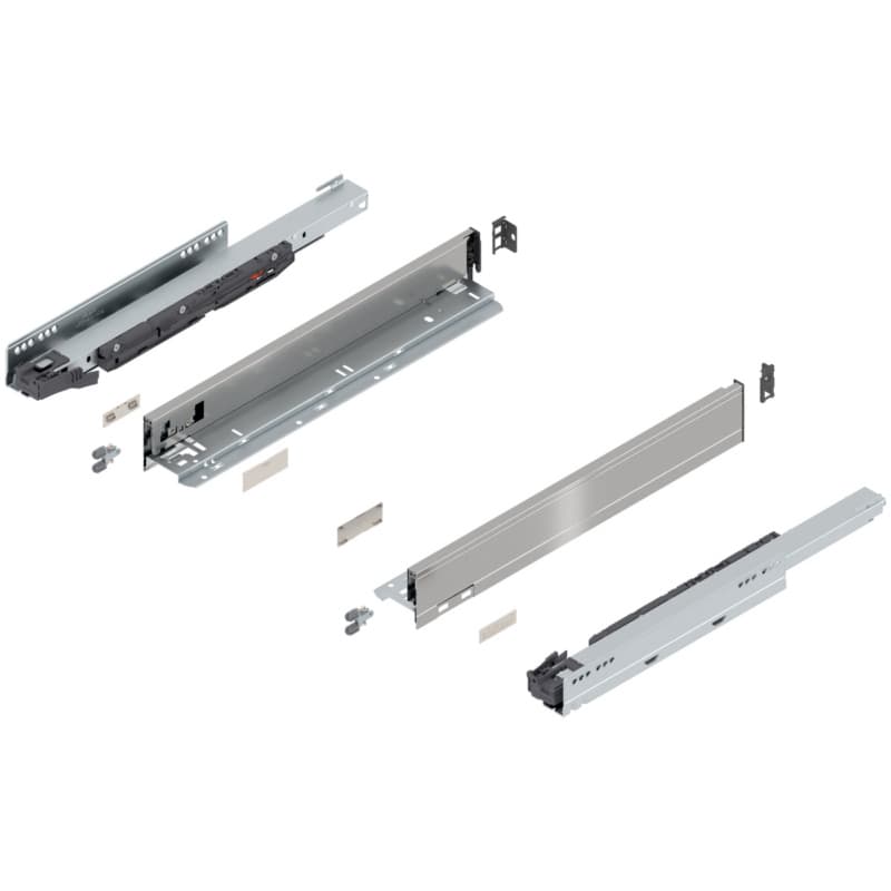 18" Legrabox Drawer System N Height, 2-5/8", 125lb Capacity Full-Extension with BLUMOTION, Stainless Steel