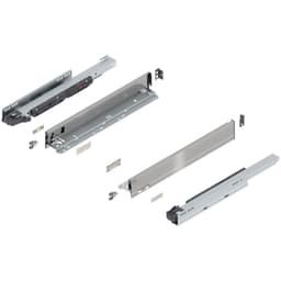 18" Legrabox Drawer System N Height, 2-5/8", 125lb Capacity Full-Extension with BLUMOTION, Stainless Steel