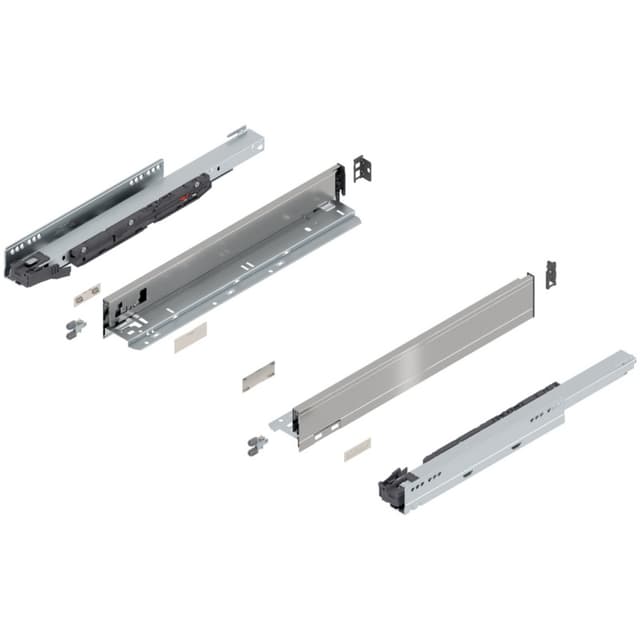 18" Legrabox Drawer System N Height, 2-5/8", 125lb Capacity Full-Extension with BLUMOTION, Stainless Steel