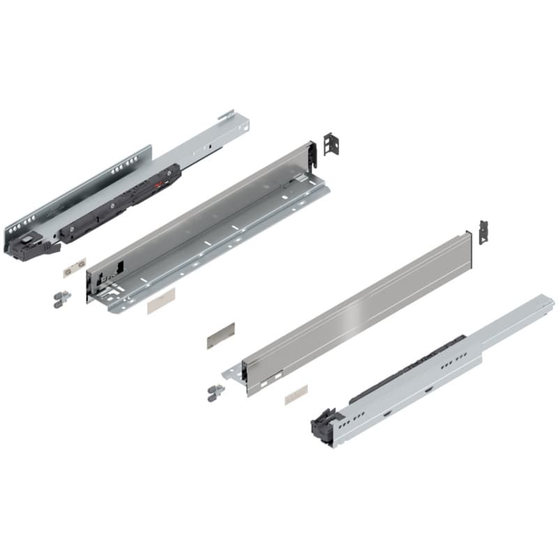 20" Legrabox Drawer System N Height, 2-5/8", 125lb Capacity Full-Extension with BLUMOTION, Stainless Steel