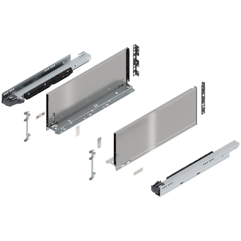 18" Legrabox Drawer System C Height, 7-0/0", 170lb Capacity Full-Extension with BLUMOTION, Stainless Steel