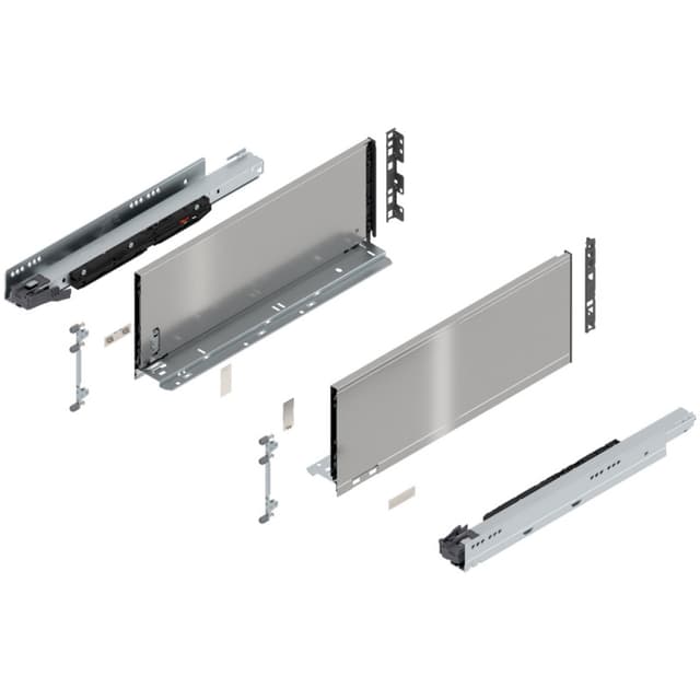 18" Legrabox Drawer System C Height, 7-0/0", 170lb Capacity Full-Extension with BLUMOTION, Stainless Steel