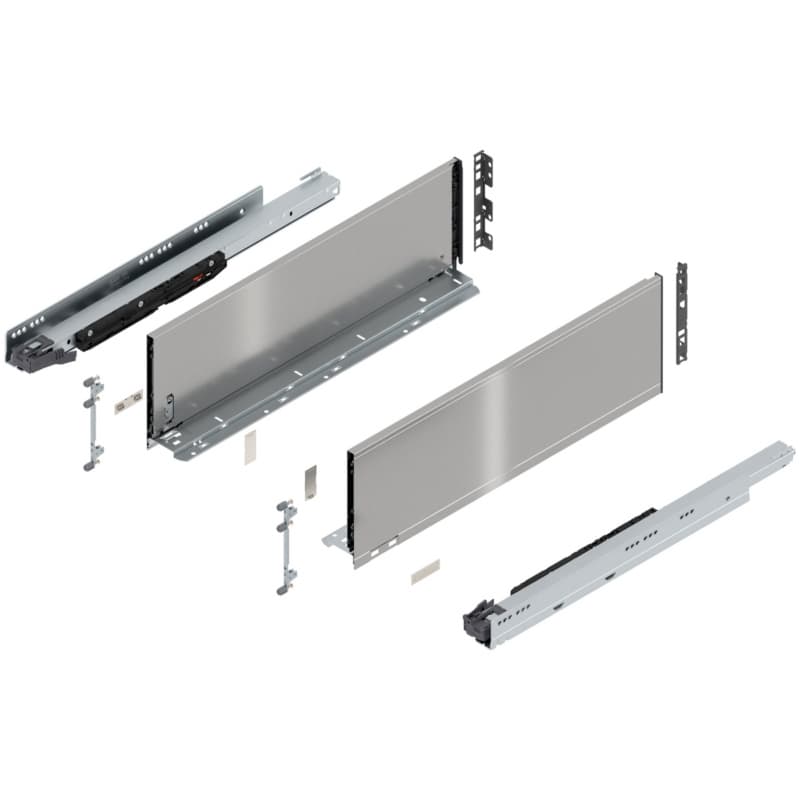22" Legrabox Drawer System C Height, 7-0/0", 170lb Capacity Full-Extension with BLUMOTION, Stainless Steel