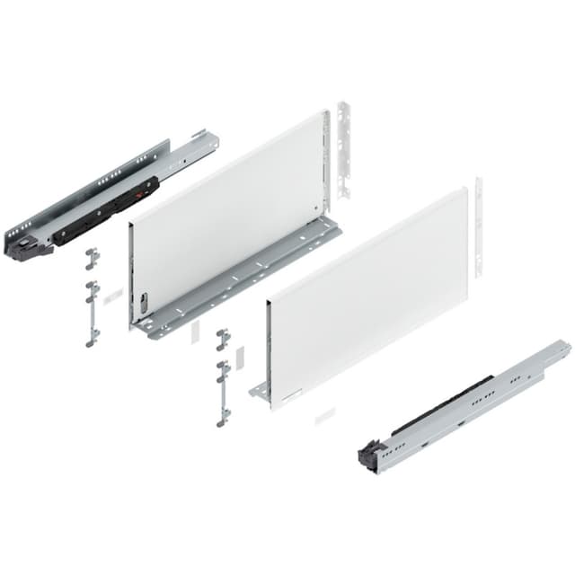 20" Legrabox Drawer System F Height, 9-1/2", 170lb Capacity Full-Extension with BLUMOTION, Silk White