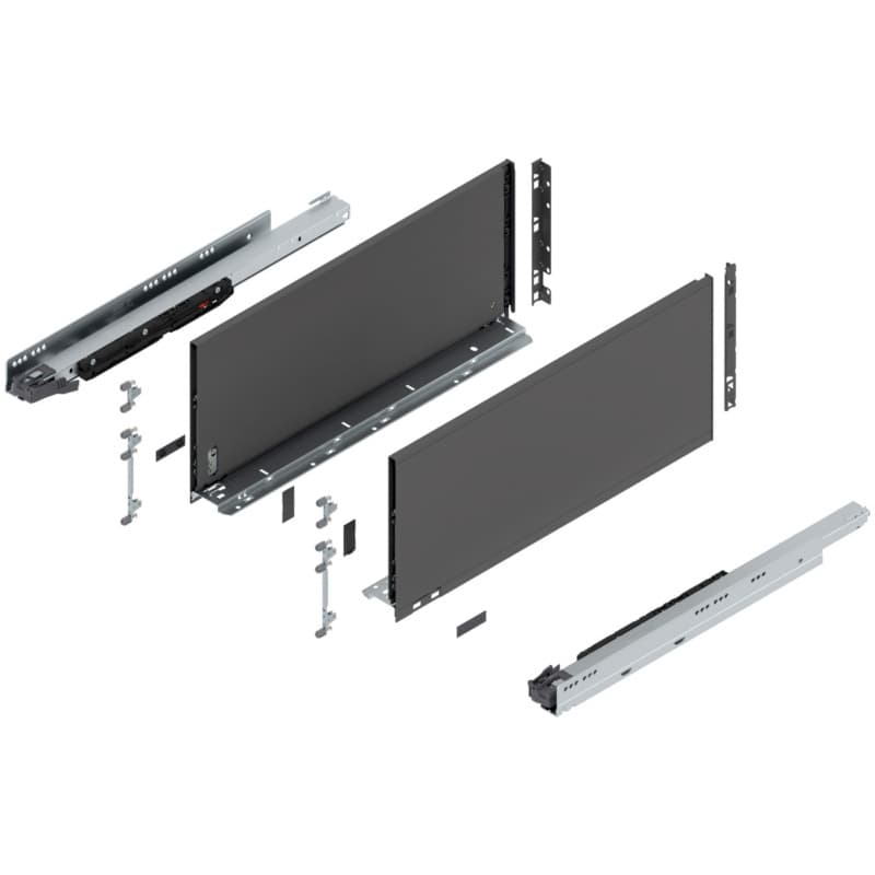 Blum LEGRABOX F-Height 22" Soft-Close Drawer Box Kit, Orion Gray Matte, 773F55S-22GR