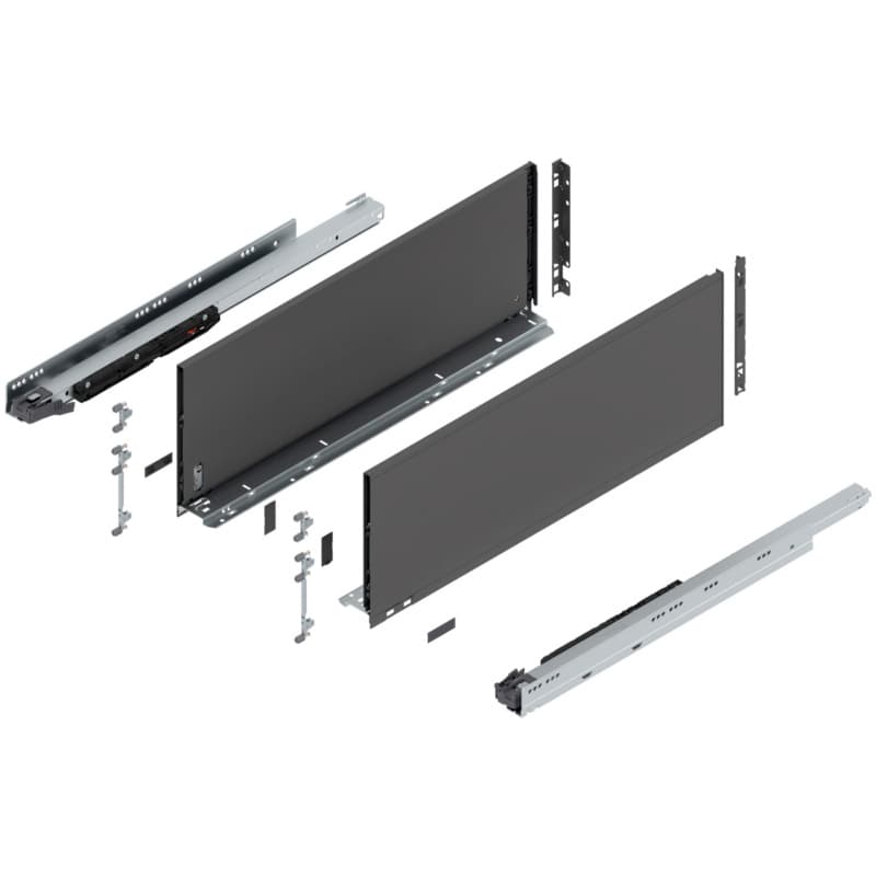 Blum LEGRABOX F-Height 26" Soft-Close Drawer Box Kit, Orion Gray Matte, 773F65S-26GR