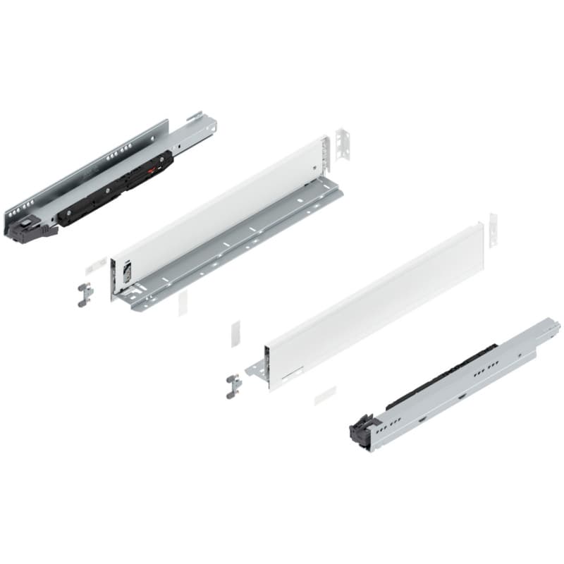 18" Legrabox Drawer System M Height, 3-9/16", 170lb Capacity Full-Extension with BLUMOTION, Silk White