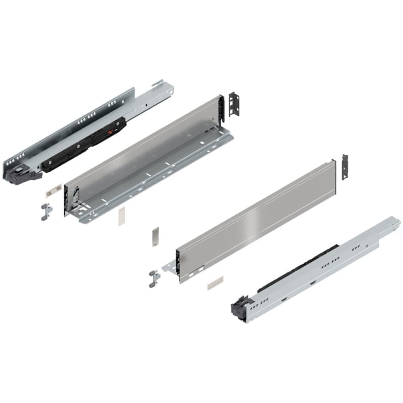 20" Legrabox Drawer System M Height, 3-9/16", 170lb Capacity Full-Extension with BLUMOTION, Stainless Steel