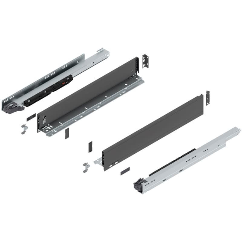 22" Legrabox Drawer System M Height, 3-9/16", 170lb Capacity Full-Extension with BLUMOTION, Orion Gray