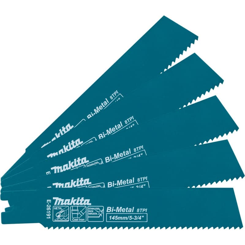 Makita 5-3/4" Straight Back Metal Pipe Cutting Recipro Saw Blade (5/Pack)