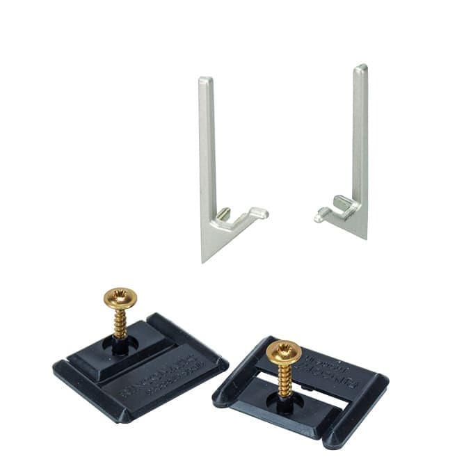 SYMA32 Inglete/Miter End Cap Set with Clips & Screws, Matte Silver