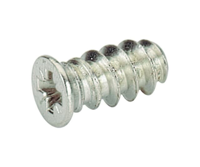 Hettich M6-14mm Flat Head Euro Screw Phillips Drive - Blunt Point Coarse Thread Nickel, 1028128 - 1000/Box
