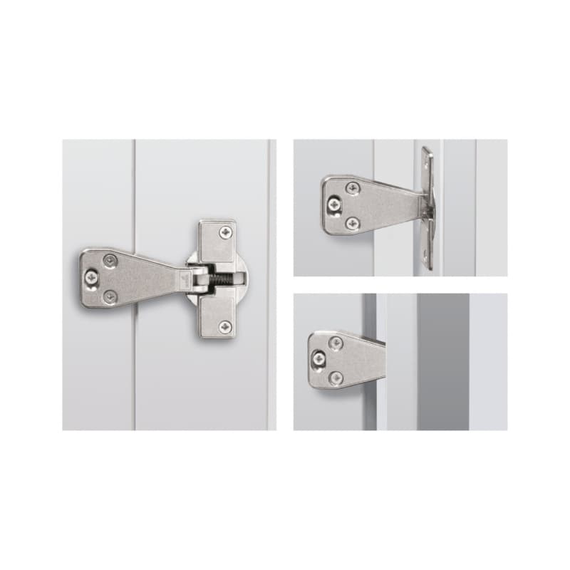 90˚ Opening Fascia Hinge With Spring, 45mm Bore Pattern, Nickel-Plated