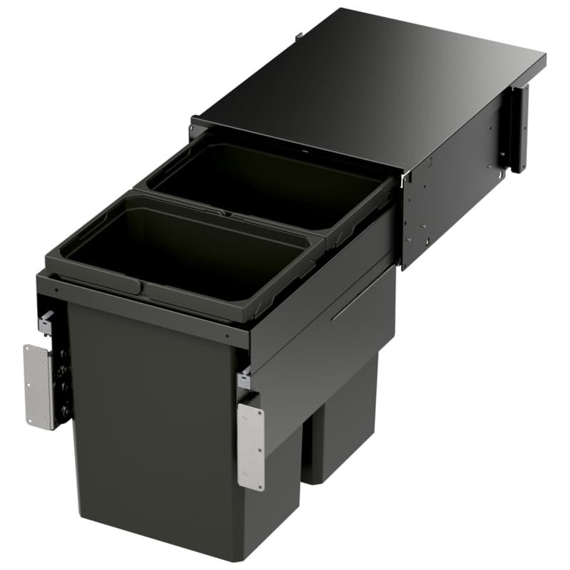 Vauth-Sagel VS ENVI 15" 2-31 Quart Top-Mount Waste Pullout Bin Soft-Close Slides, Carbon Steel Gray, 90008900