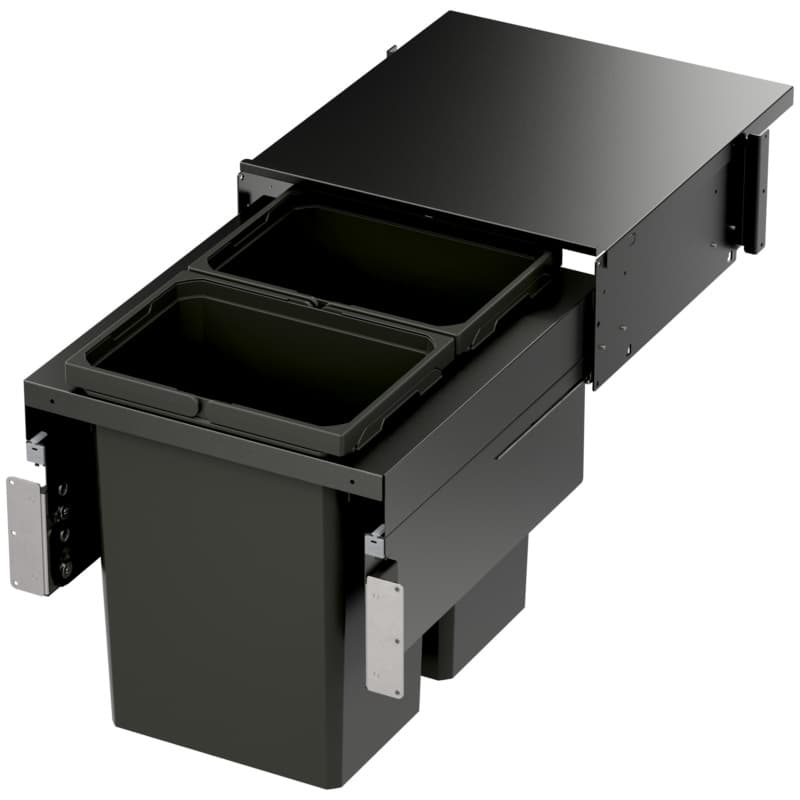 Vauth-Sagel VS ENVI 18" 2-31 Quart Top-Mount Waste Pullout Bin Soft-Close Slides, Carbon Steel Gray, 90008901