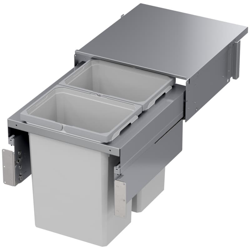 Vauth-Sagel VS ENVI 18" 2-31 Quart Top-Mount Waste Pullout with Platinum Bins and Soft-Close Slides, 90008744