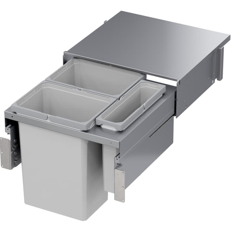 Vauth-Sagel VS ENVI 22-1/2" 2-31 Quart Top-Mount Waste Pullout w/ 22 Quart Side Bin, Platinum, Soft-Close Slides, 90008745