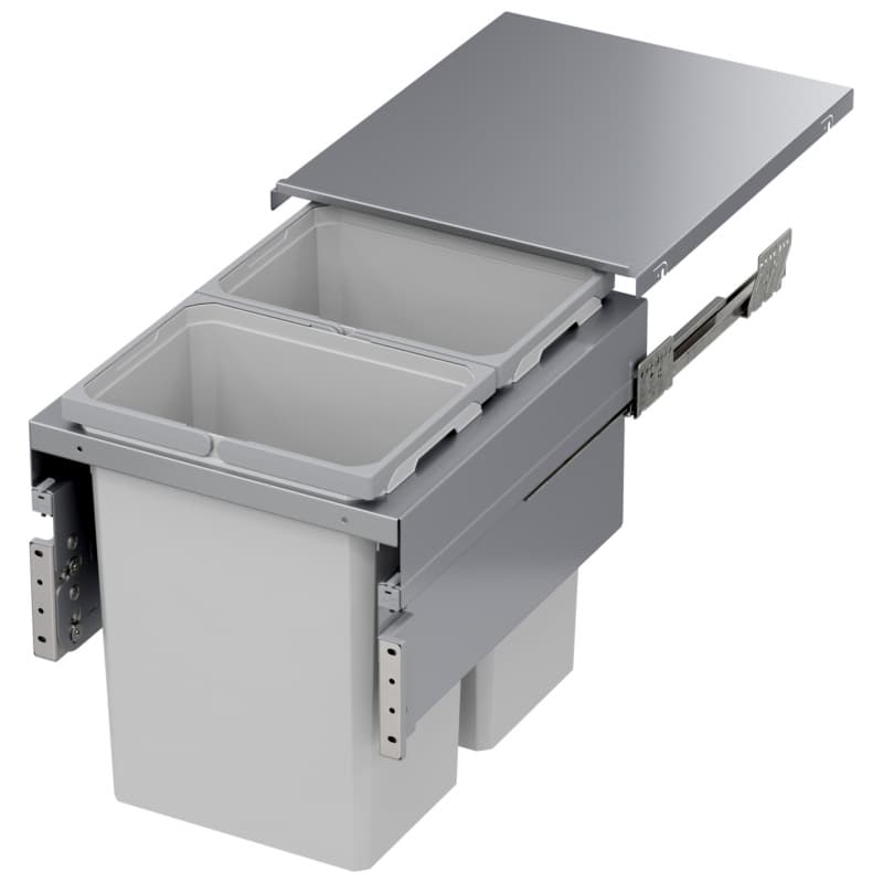 Vauth-Sagel VS ENVI 16-1/2" 2-31 Quart Top-Mount Waste Pullout with Platinum Bins and Soft-Close Slides, 90008739