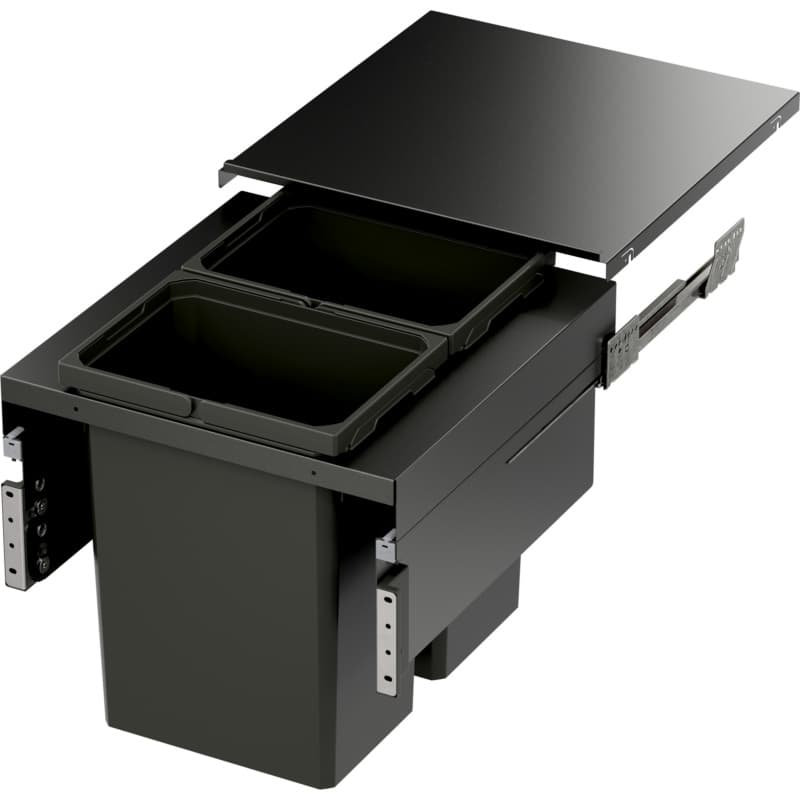 Vauth-Sagel VS ENVI 19-1/2" 2-31 Quart Top-Mount Waste Pullout Bin Soft-Close Slides, Carbon Steel Gray, 90008897