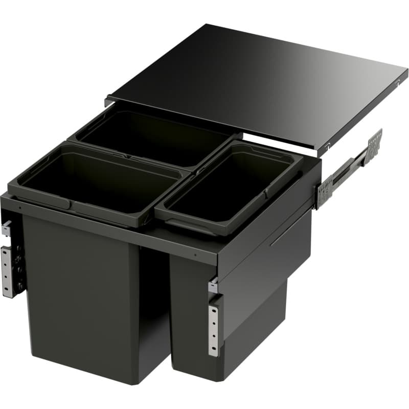 Vauth-Sagel VS ENVI 22-1/2" 3-31 Quart Top-Mount Waste Pullout with Carbon Steel Grey Bins and Soft-Close Slides, 90008898