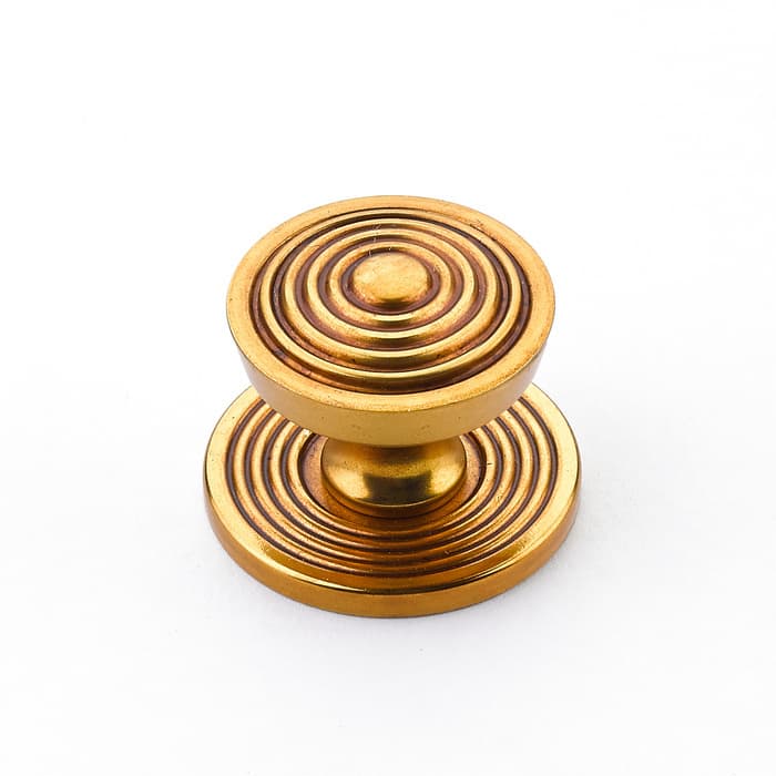 Schaub Sonata Round Knob with Backplate, 1-1/8" dia, Paris Brass - 967M-PAR