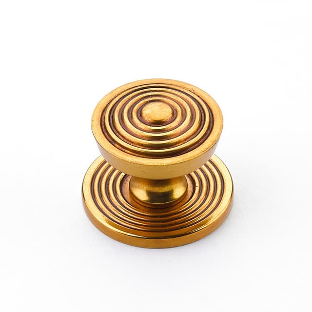 Schaub Sonata Round Knob with Backplate, 1-1/8" dia, Paris Brass - 967M-PAR