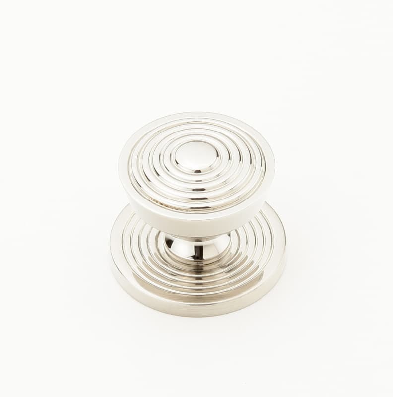 Schaub Sonata Round Knob with Backplate, 1-1/8" dia, Polished Nickel - 967M-PN