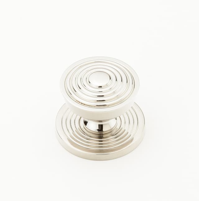 Schaub Sonata Round Knob with Backplate, 1-1/8" dia, Polished Nickel - 967M-PN