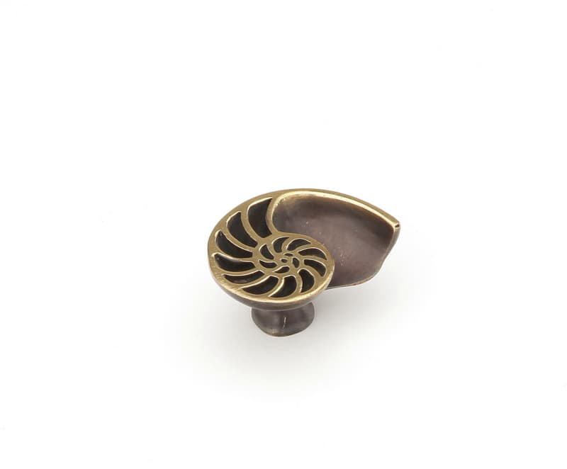 Schaub Nature Left Hand Sea Shell Knob, 1-1/2" dia, Dark Bronze - 980L-PB-BZ