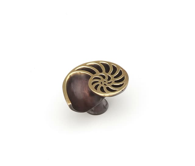 Schaub Nature Right Hand Sea Shell Knob, 1-1/2" dia, Dark Bronze - 980R-PB-BZ
