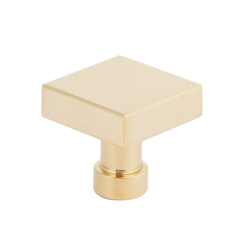 Schaub Noho Square Cabinet Knob, 1-1/4" dia, Unlacquered Brass - 211115-UNBR