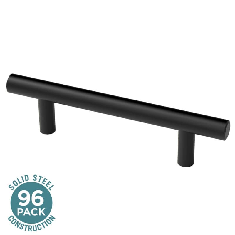 Liberty Steel Bar Pull, 3" (76mm) CC, Matte Black, 96/Pack - P01010C-FB-B