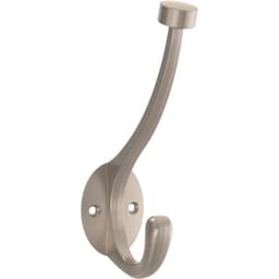 Liberty Double Prong Coat and Hat Hook 5-7/8" (149mm) Tall Satin Nickel, B45006Z-SN-C