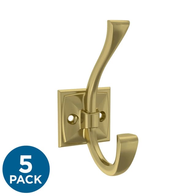 Franklin Brass Ruavista Coat and Hat Hook, Satin Gold, 5/Pack - B48022K-SG-C