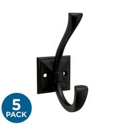 Franklin Brass Ruavista Coat and Hat Hook, Matte Black, 5 per pack - B48022K-FB-C