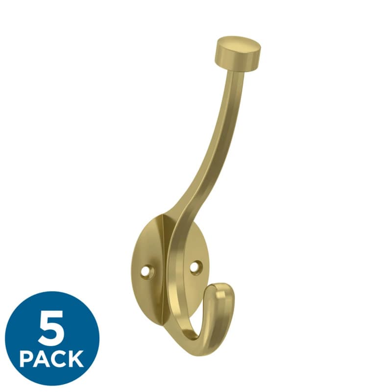Franklin Brass Pilltop Hook Coat and Hat Hook, Satin Gold, 5 per pack - B34865K-SG-C