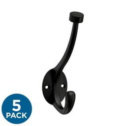 Franklin Brass Pilltop Hook Coat and Hat Hook, Matte Black, 5 per pack - B34865K-FB-C