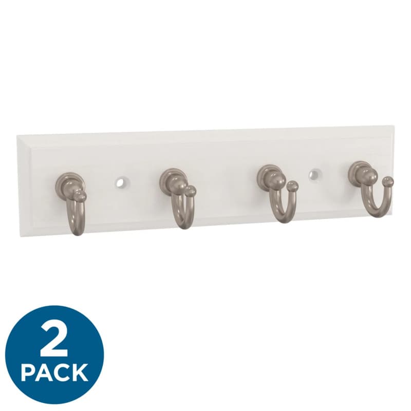 Franklin Brass Key Tidy with 4 Hooks, 7", Pure White & Nickel, 2 per pack - B46711K-PMN-R2