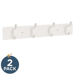 Franklin Brass Casual Curve Coat & Hat Hook Rack with 4 Hooks, 16", Pure White, 2 per pack - B46717K-PWW-C2
