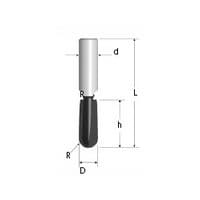 1/2" x 2-3/4" x 1/4" Radius Extended Round Nose Core Box Bit, 2-Flute, 1/2" Shank