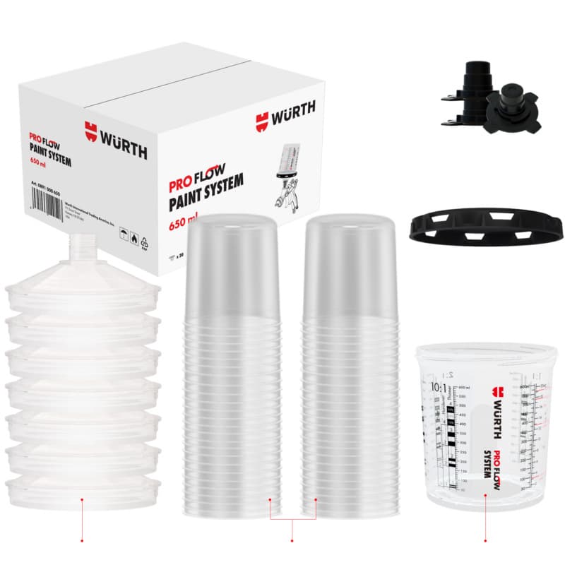 Würth PROFLOW Paint Cup System Kit, 125 Micron, 650 ml