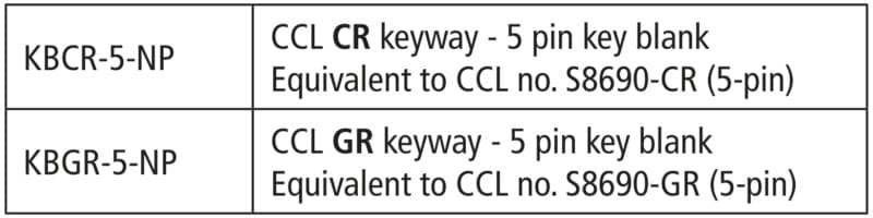 Olympus CCL CR Keyway 5 Pin Key Blank - KBCR-5-NP